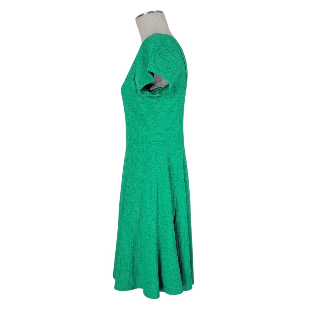 Anthropologie Maeve Nova Fit & Flare Dress Size M Green Textured Knit Lined - Picture 3 of 11
